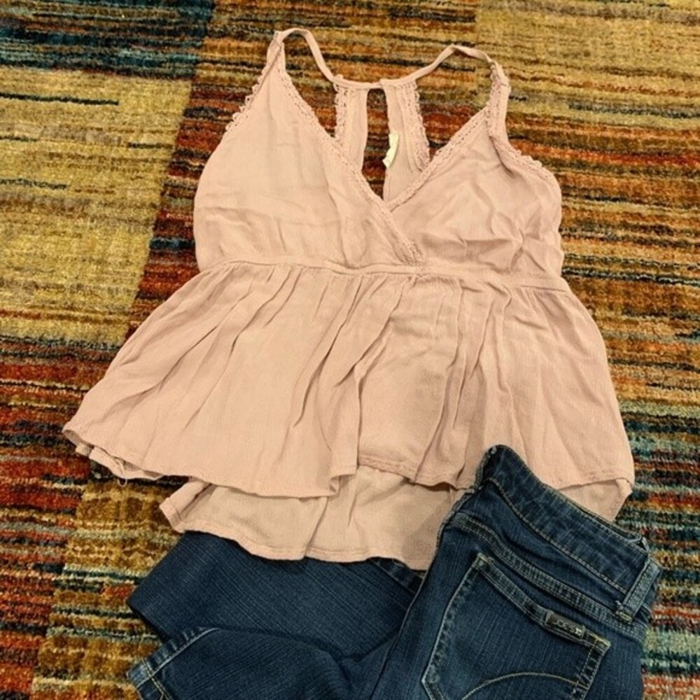 PAC Sun LA hearts dusty rose rayon tank top